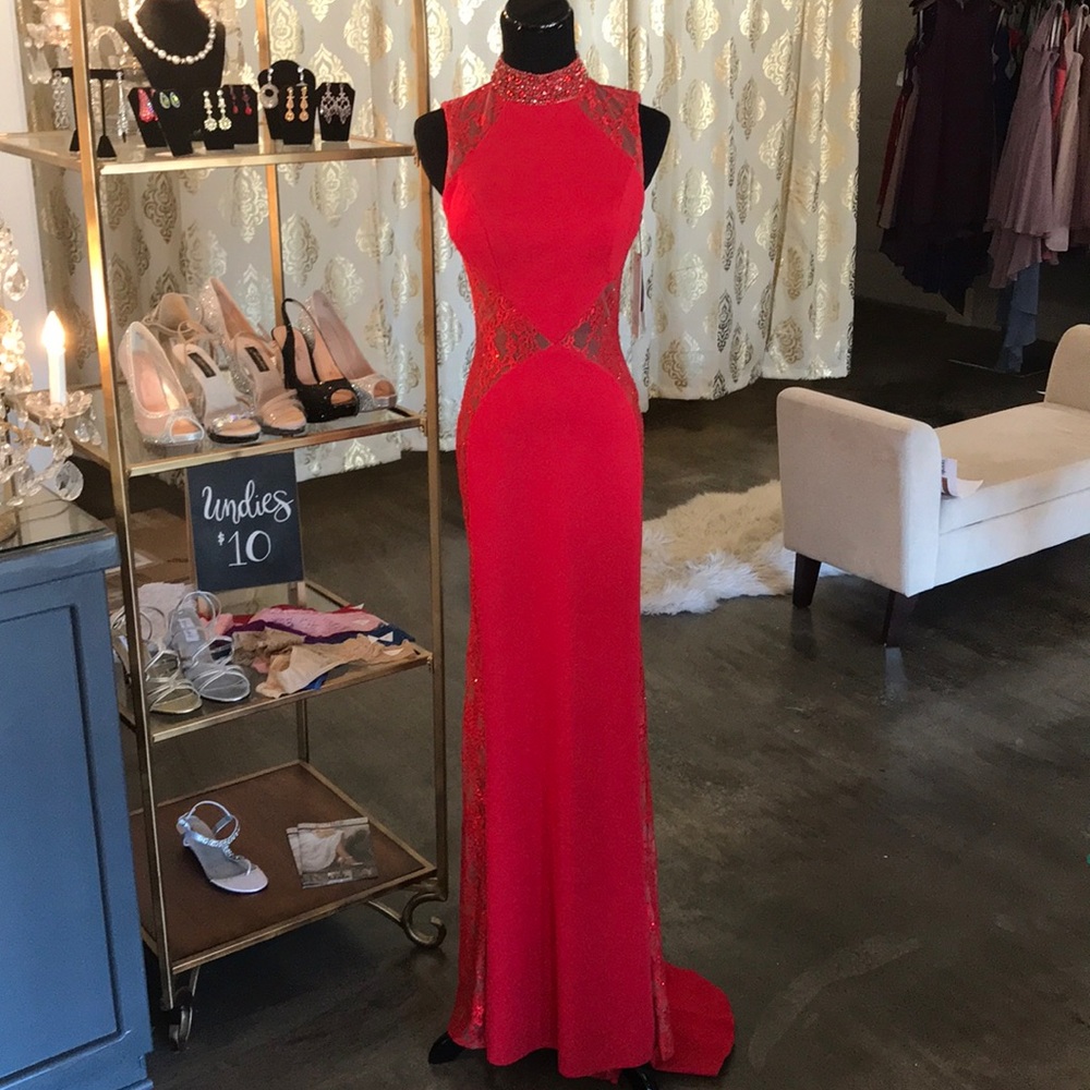 Sherri Hill Red Scuba Dress